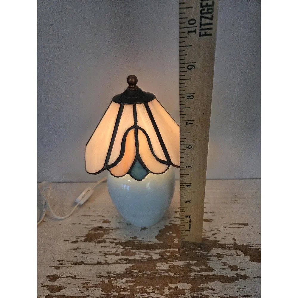 Vintage Tiffany Style Stained Art Pedal Lamp Rare